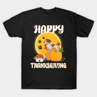 Rat Terrier Seeing Turkey Dish Happy Halloween Thanksgiving Merry Christmas Day T-Shirt